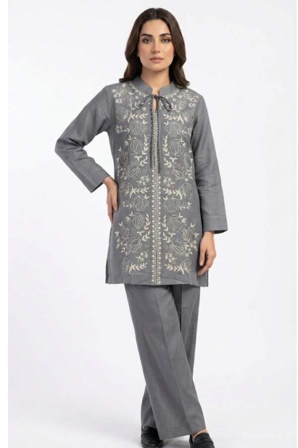 Grey Embroidered Co-ord Set