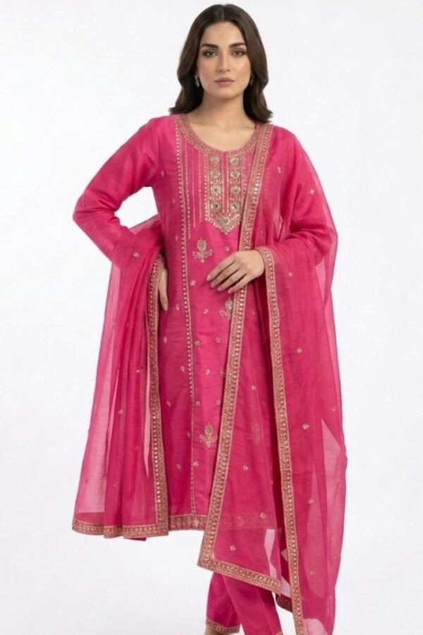 Women Pink Embroidered Kurta Set