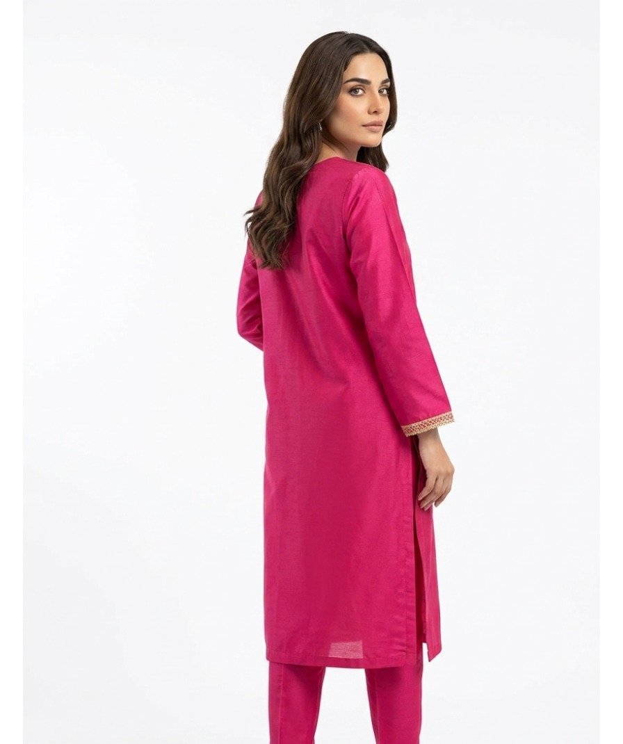 Women Pink Embroidered Kurta Set - Image 5