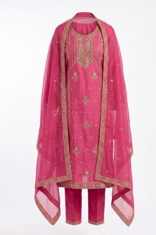 Women Pink Embroidered Kurta Set