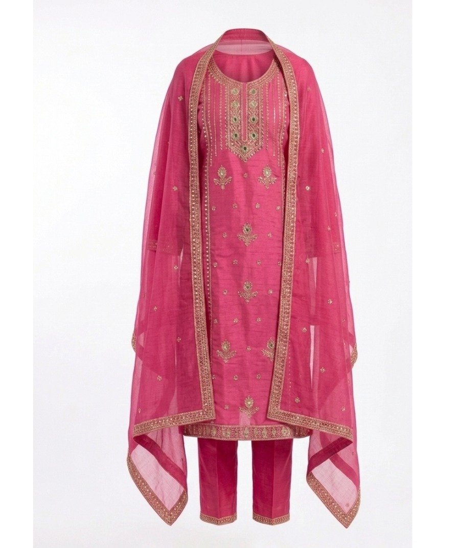 Women Pink Embroidered Kurta Set - Image 2