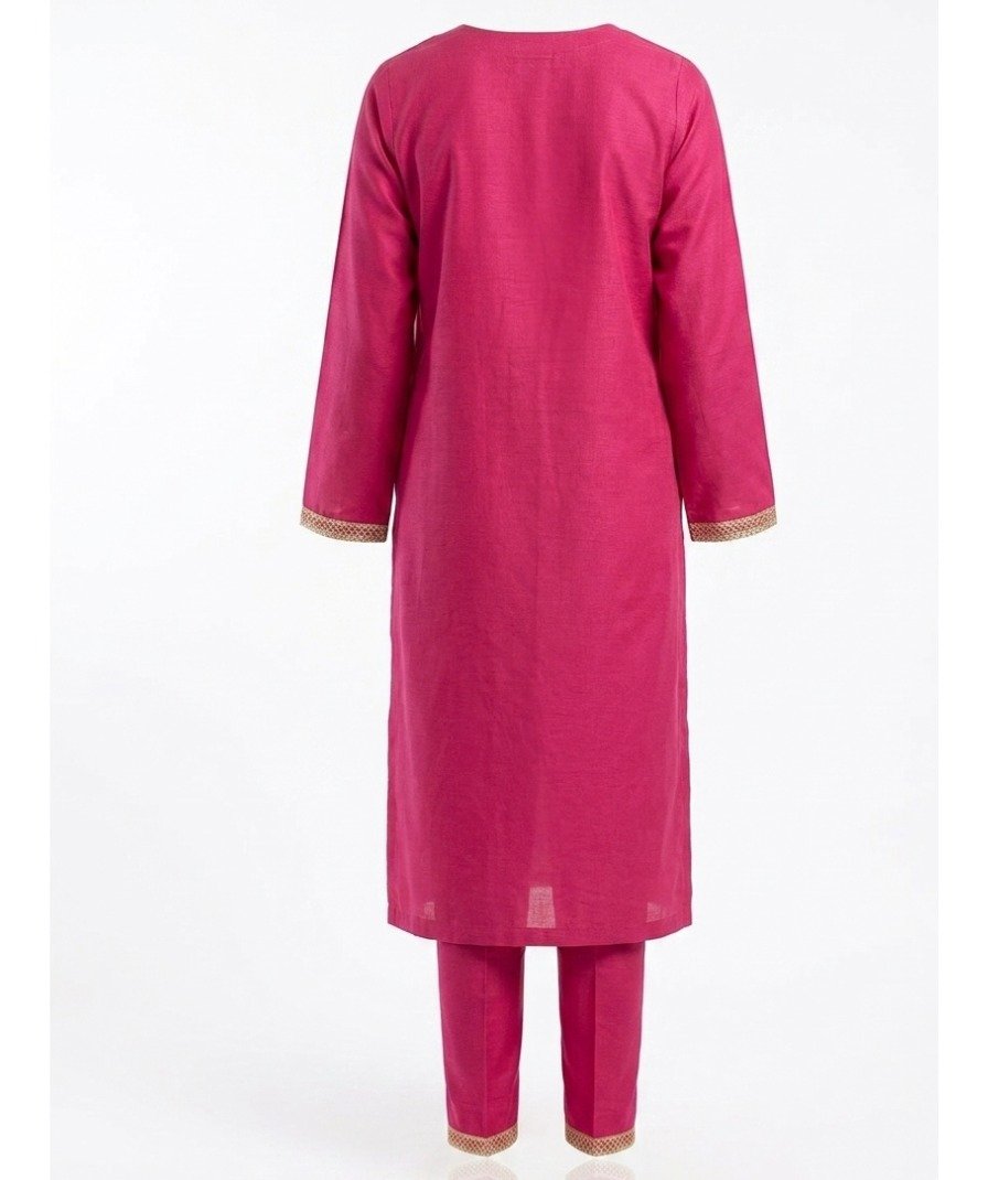 Women Pink Embroidered Kurta Set - Image 3