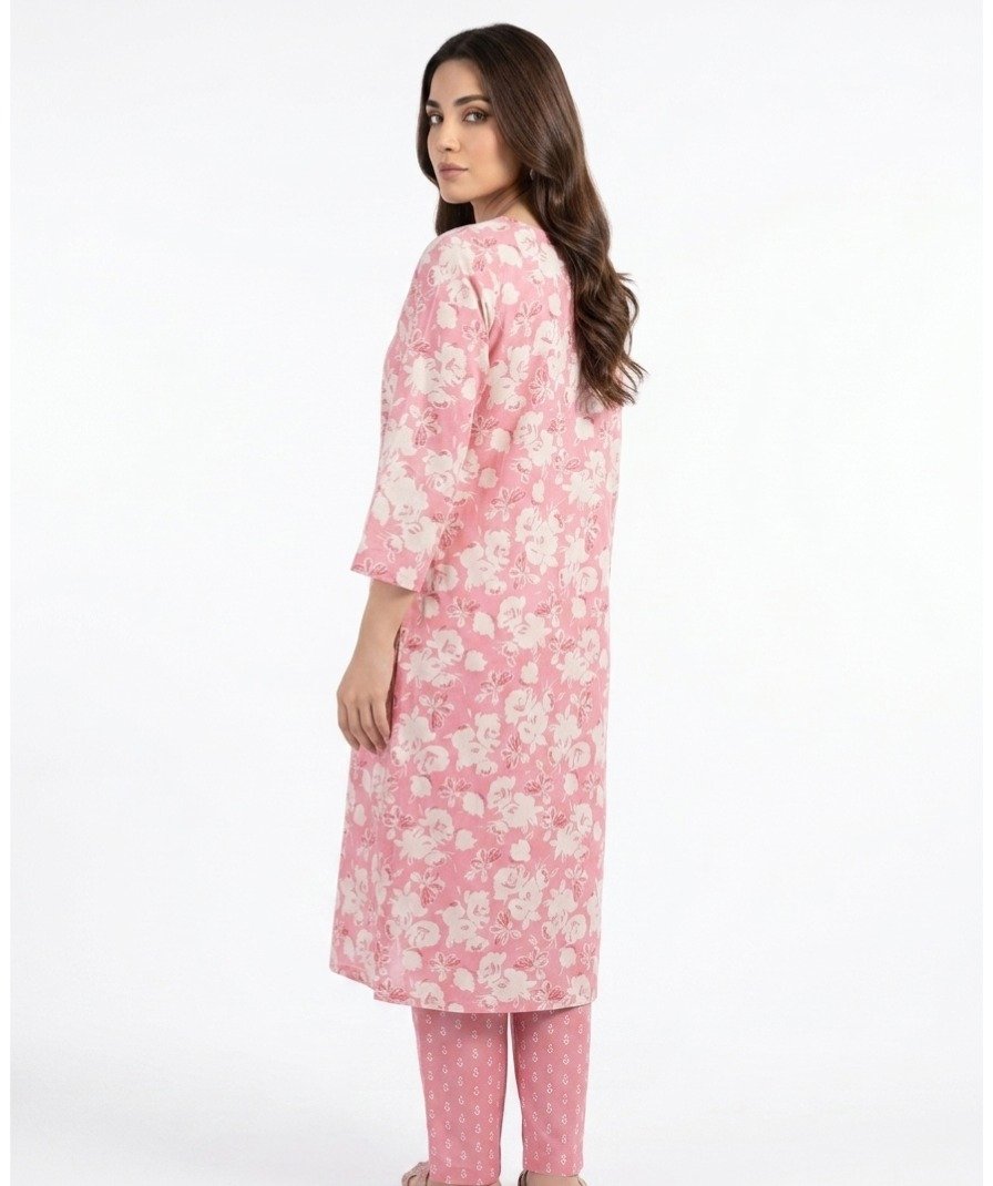 Women Pink Floral Kurta Set - Image 4