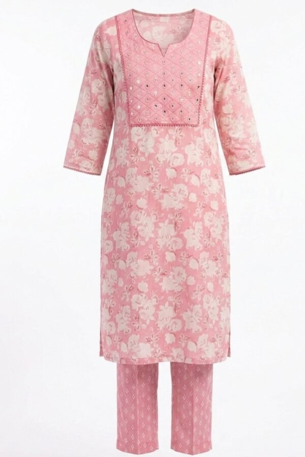 Women Pink Floral Kurta Set
