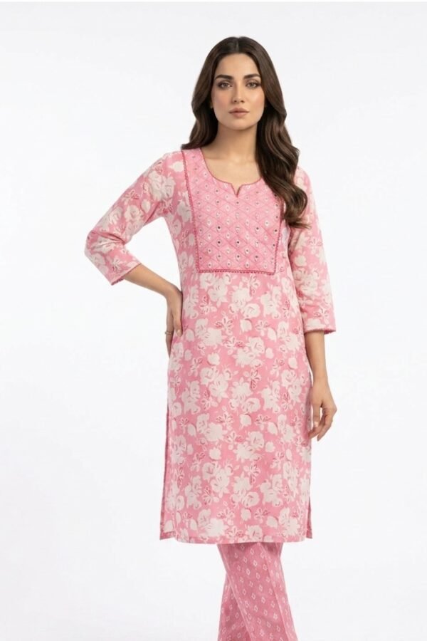 Women Pink Floral Kurta Set