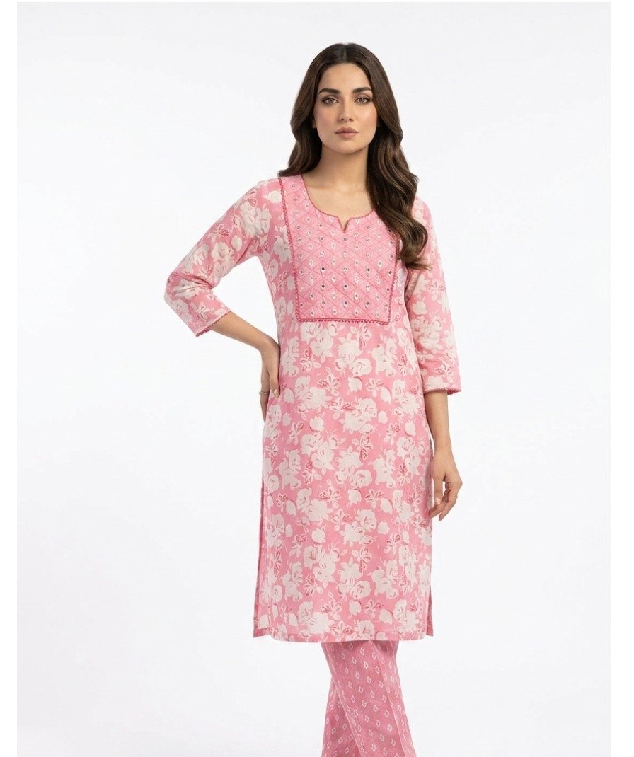 Women Pink Floral Kurta Set