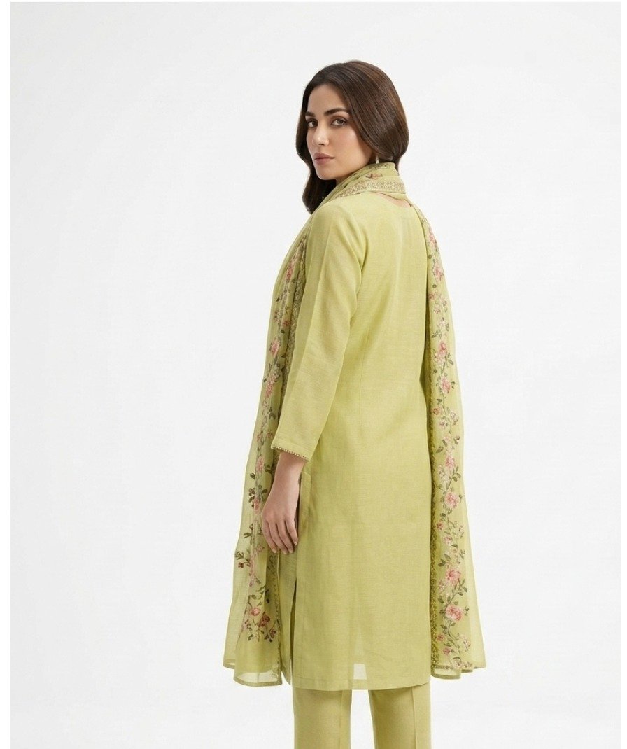 Lime Floral Kurta Set - Image 5