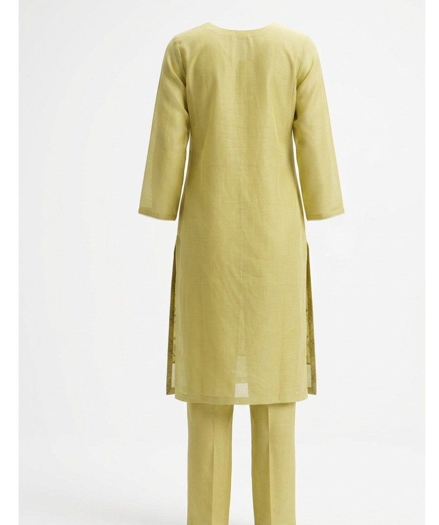 Lime Floral Kurta Set - Image 3