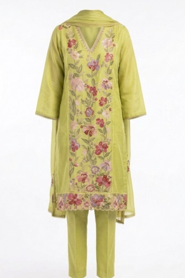 Lime Floral Kurta Set