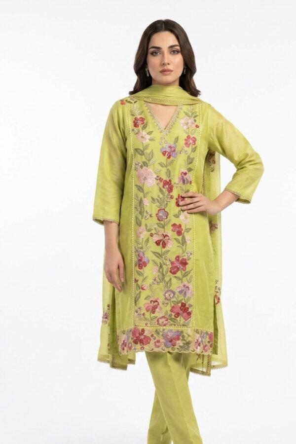 Lime Floral Kurta Set