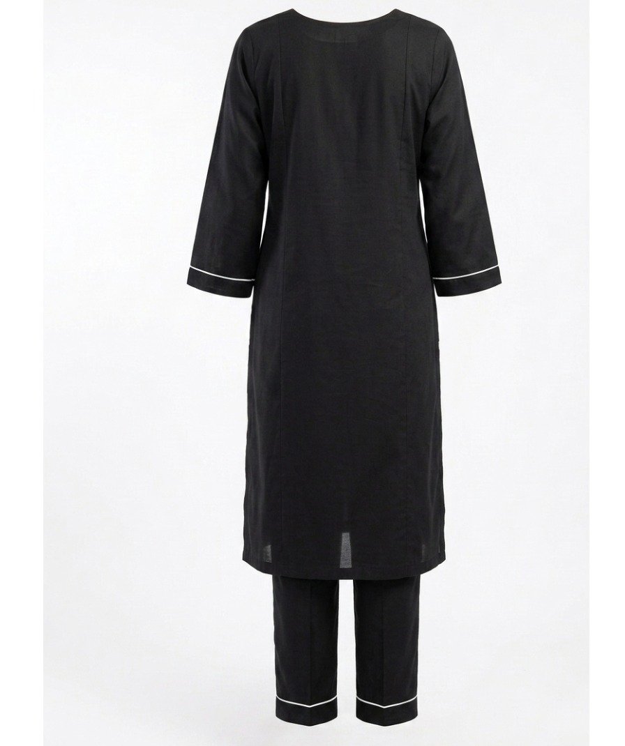 Black Embroidered Kurta Set - Image 3