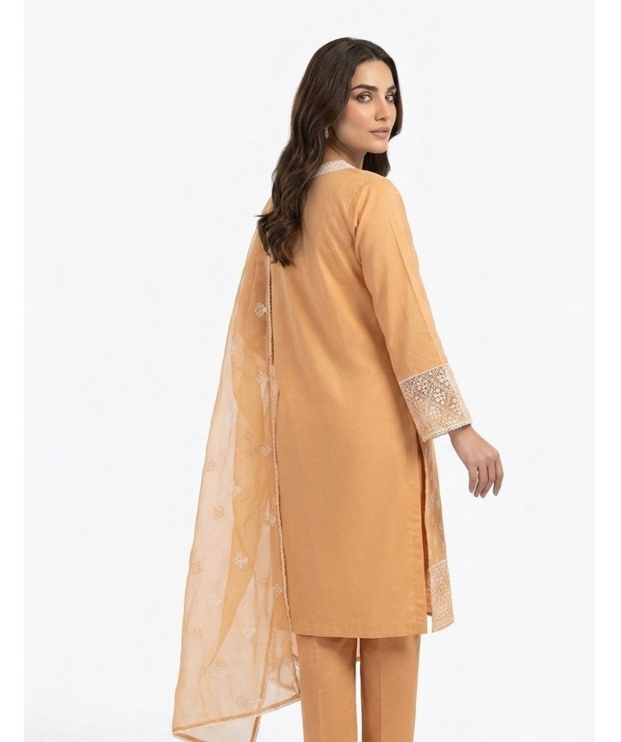 Peach Embroidered Kurta Set - Image 4