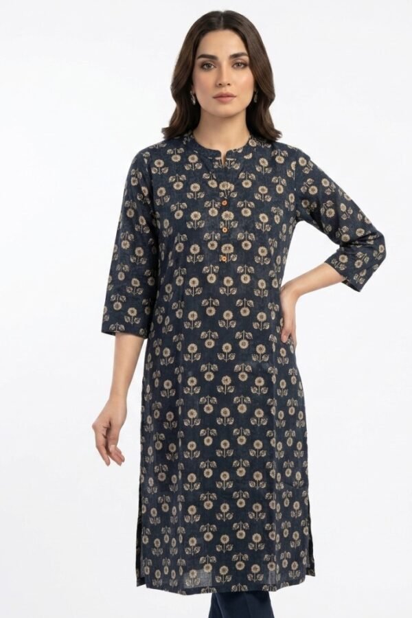 Black Floral Printed Kurta