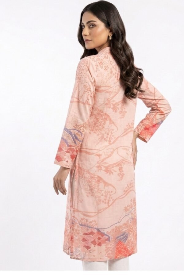 Peach Printed Shirt Kurta