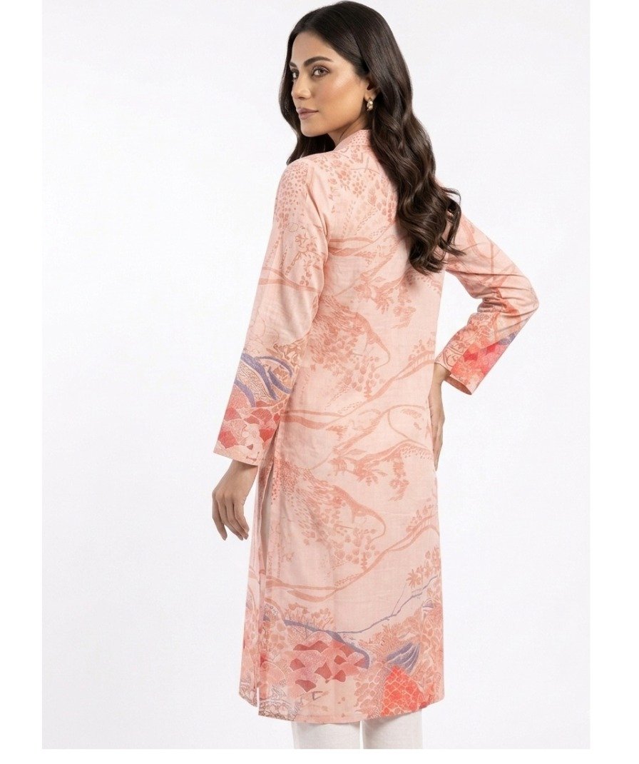 Peach Printed Shirt Kurta - Image 2