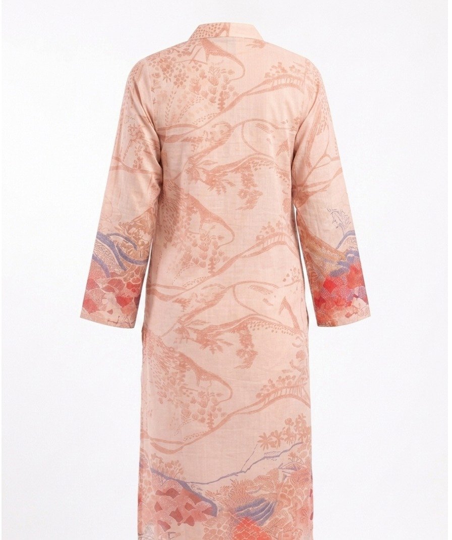 Peach Printed Shirt Kurta - Image 3