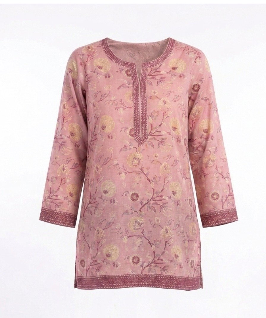 Pink Floral Printed Kurta - Image 2