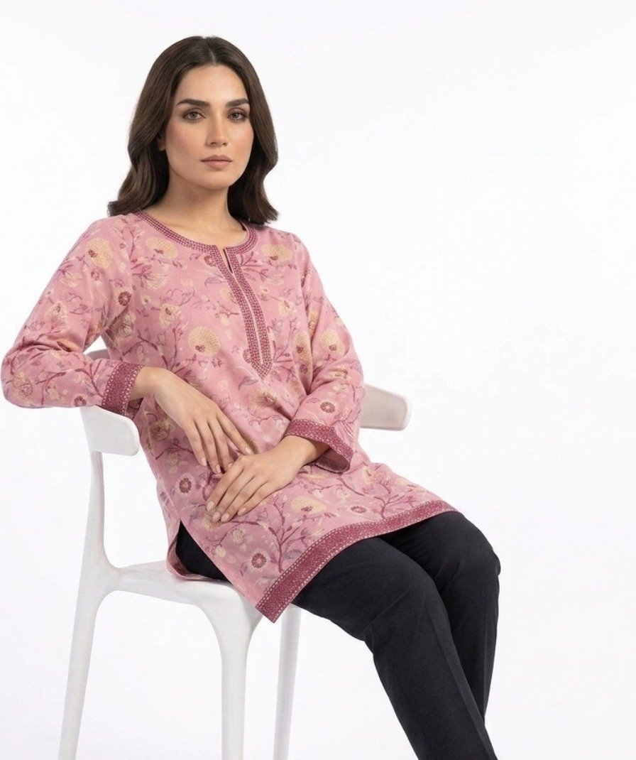 Pink Floral Printed Kurta - Image 5