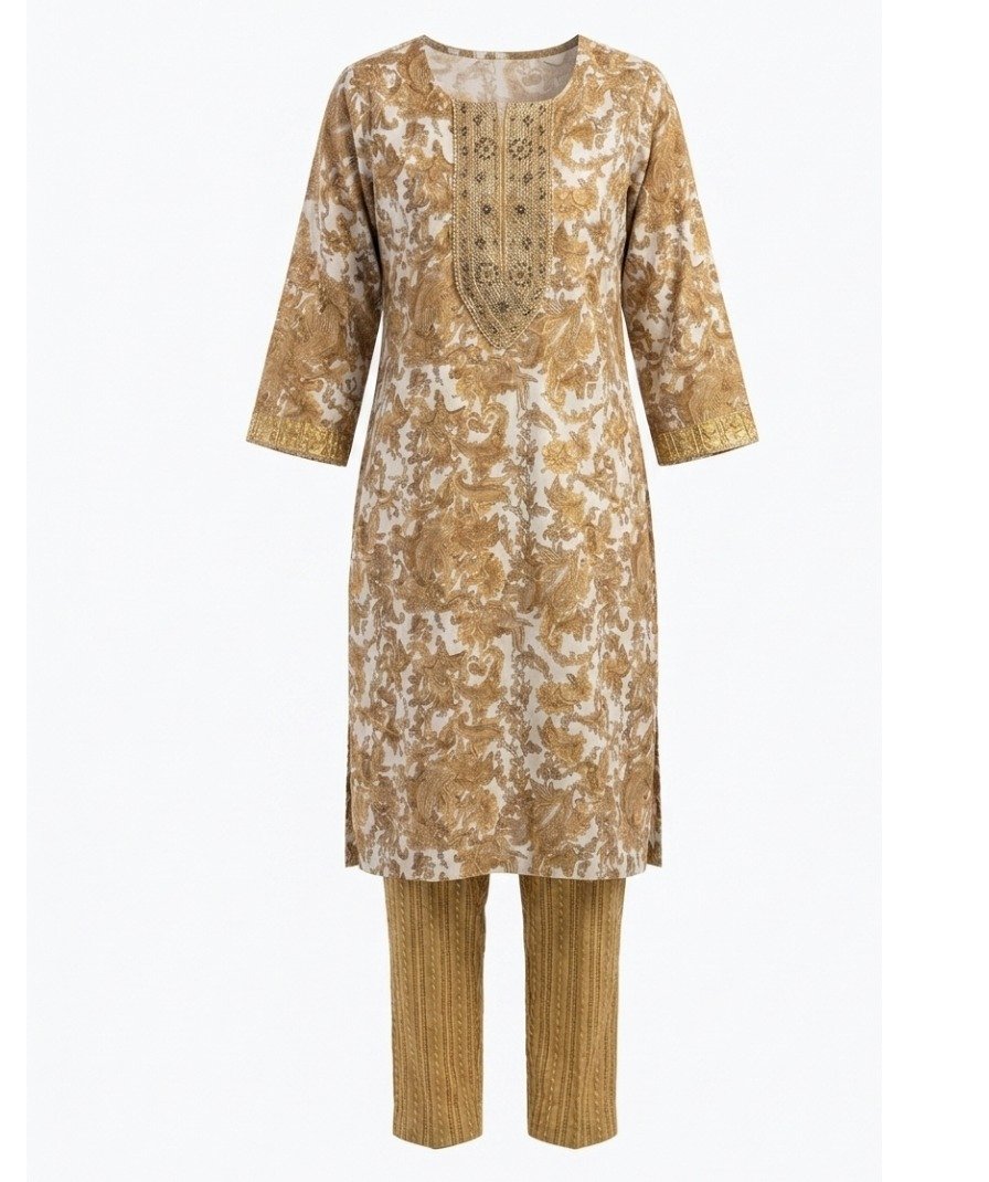 Gold Embroidered Kurta Set - Image 3