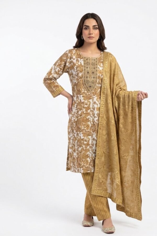 Gold Embroidered Kurta Set