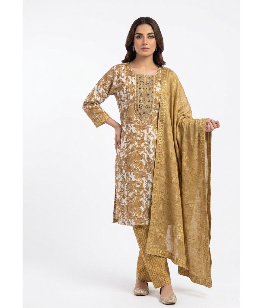 Gold Embroidered Kurta Set