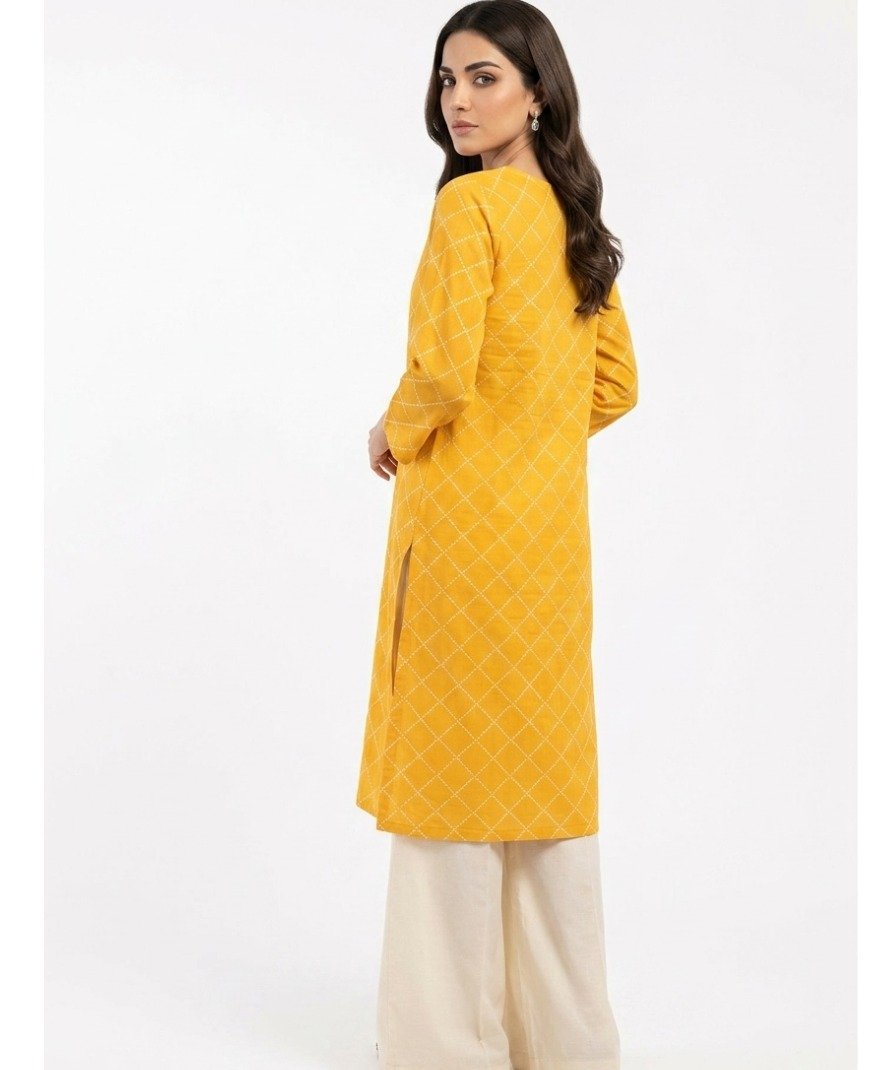 Mustard Embroidered Kurta Set - Image 4
