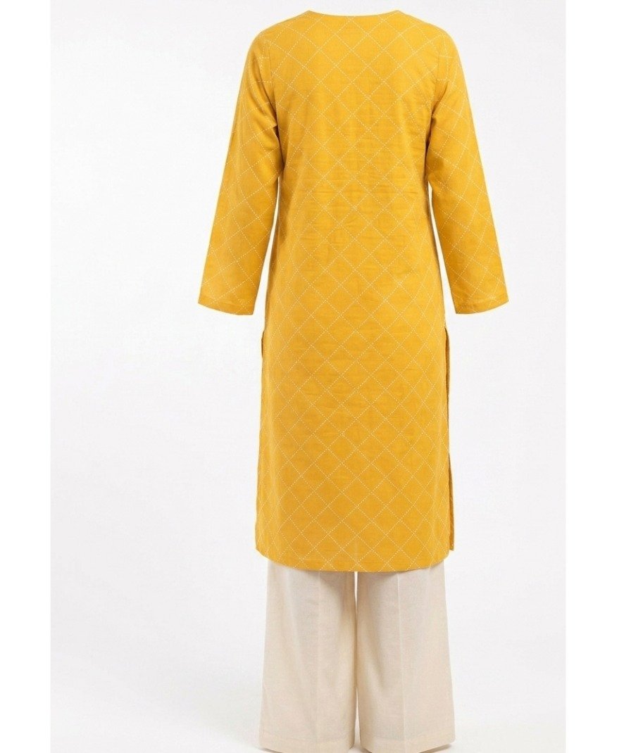 Mustard Embroidered Kurta Set - Image 3
