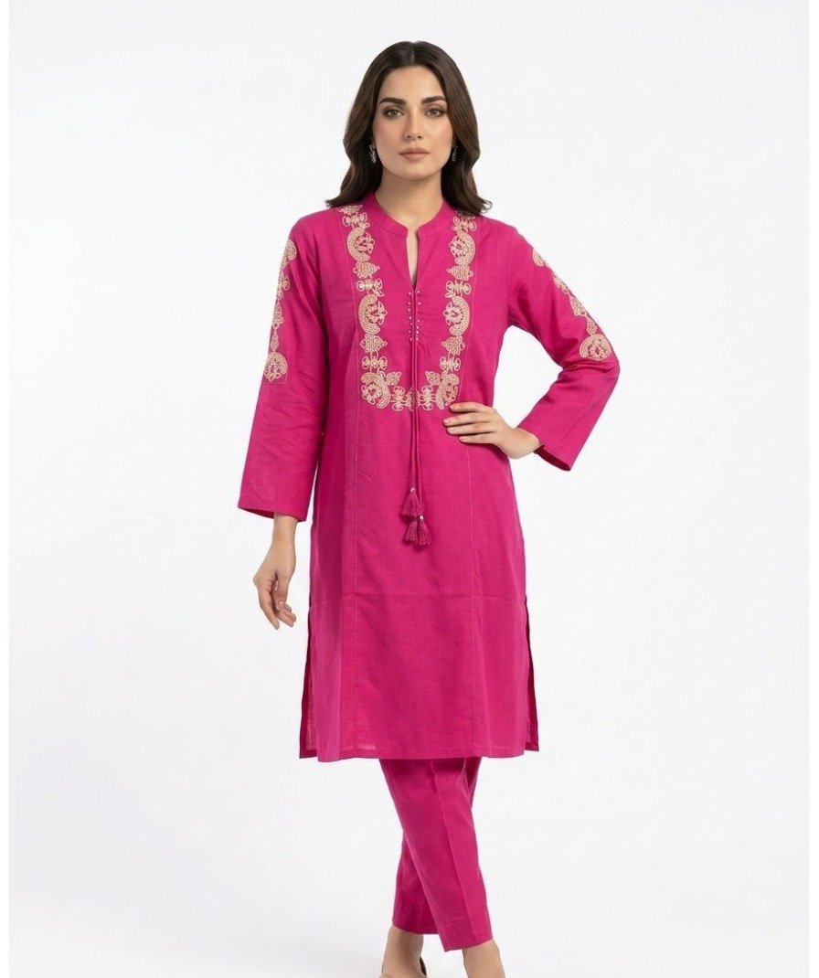 Pink Embroidered Kurta Set