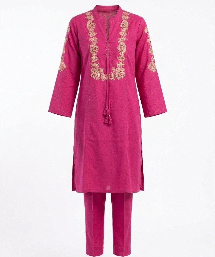 Pink Embroidered Kurta Set - Image 2