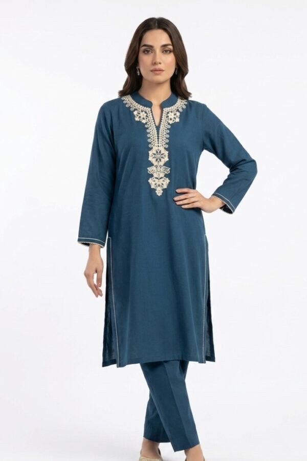 Teal Embroidered Kurta Set