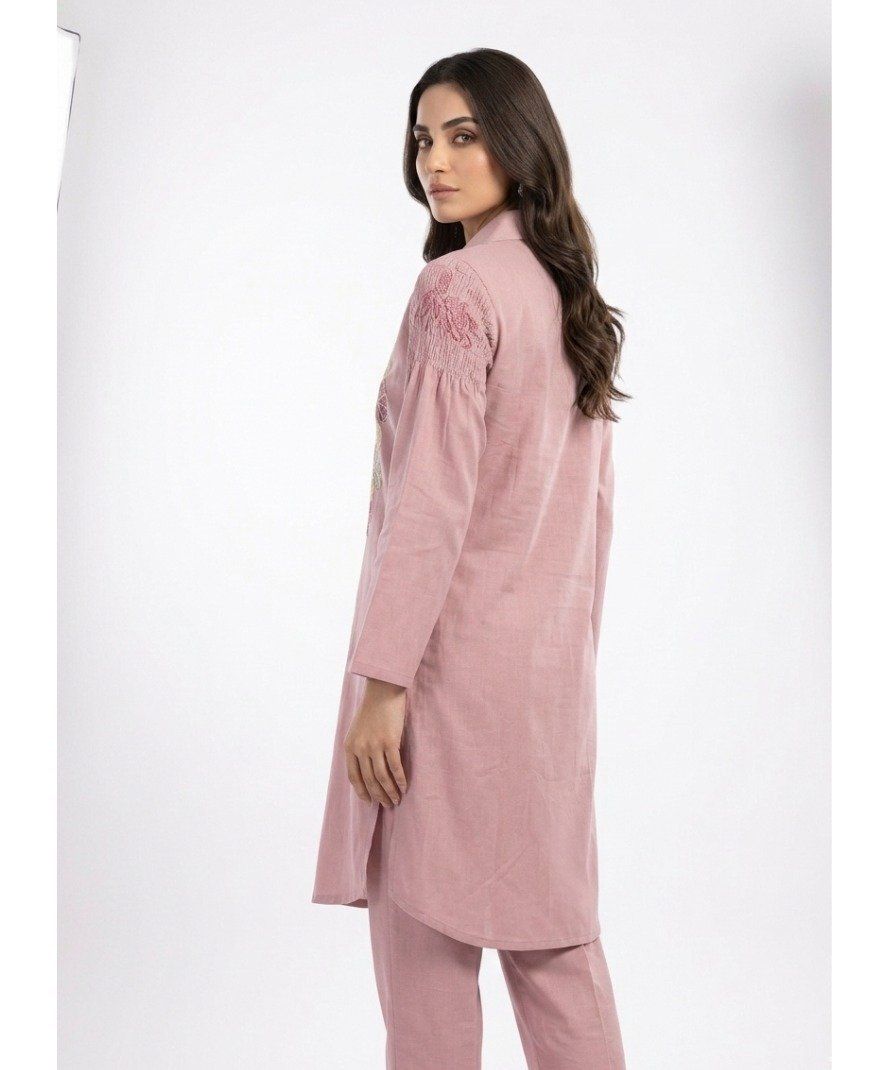 Women Pink Embroidered Kurta Set - Image 4