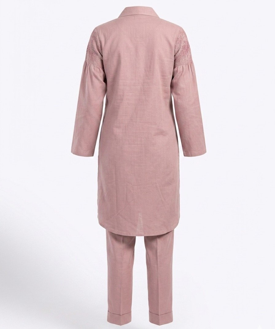 Women Pink Embroidered Kurta Set - Image 3
