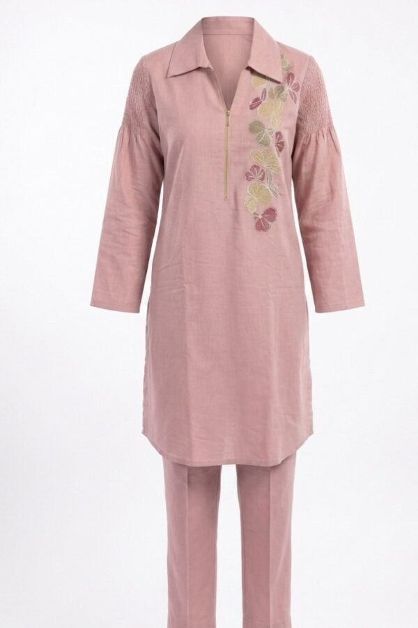 Women Pink Embroidered Kurta Set