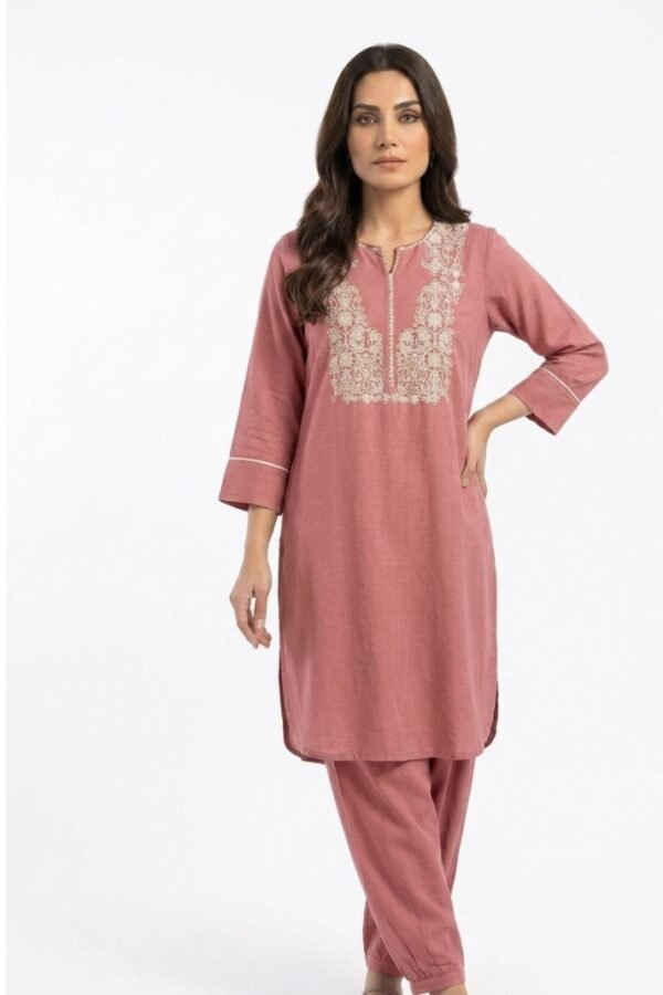 Pink Embroidered Kurta Set