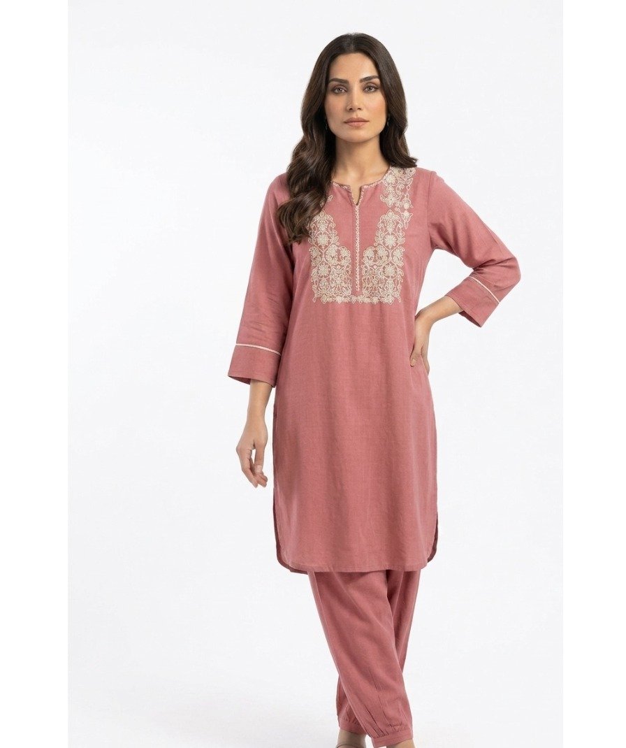 Pink Embroidered Kurta Set