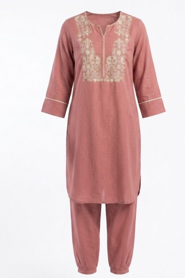 Pink Embroidered Kurta Set