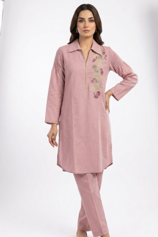 Women Pink Embroidered Kurta Set