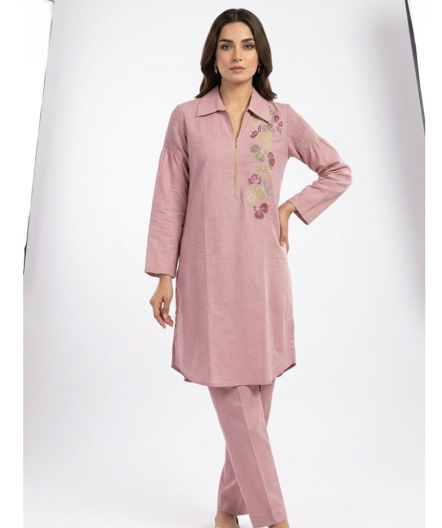 Women Pink Embroidered Kurta Set