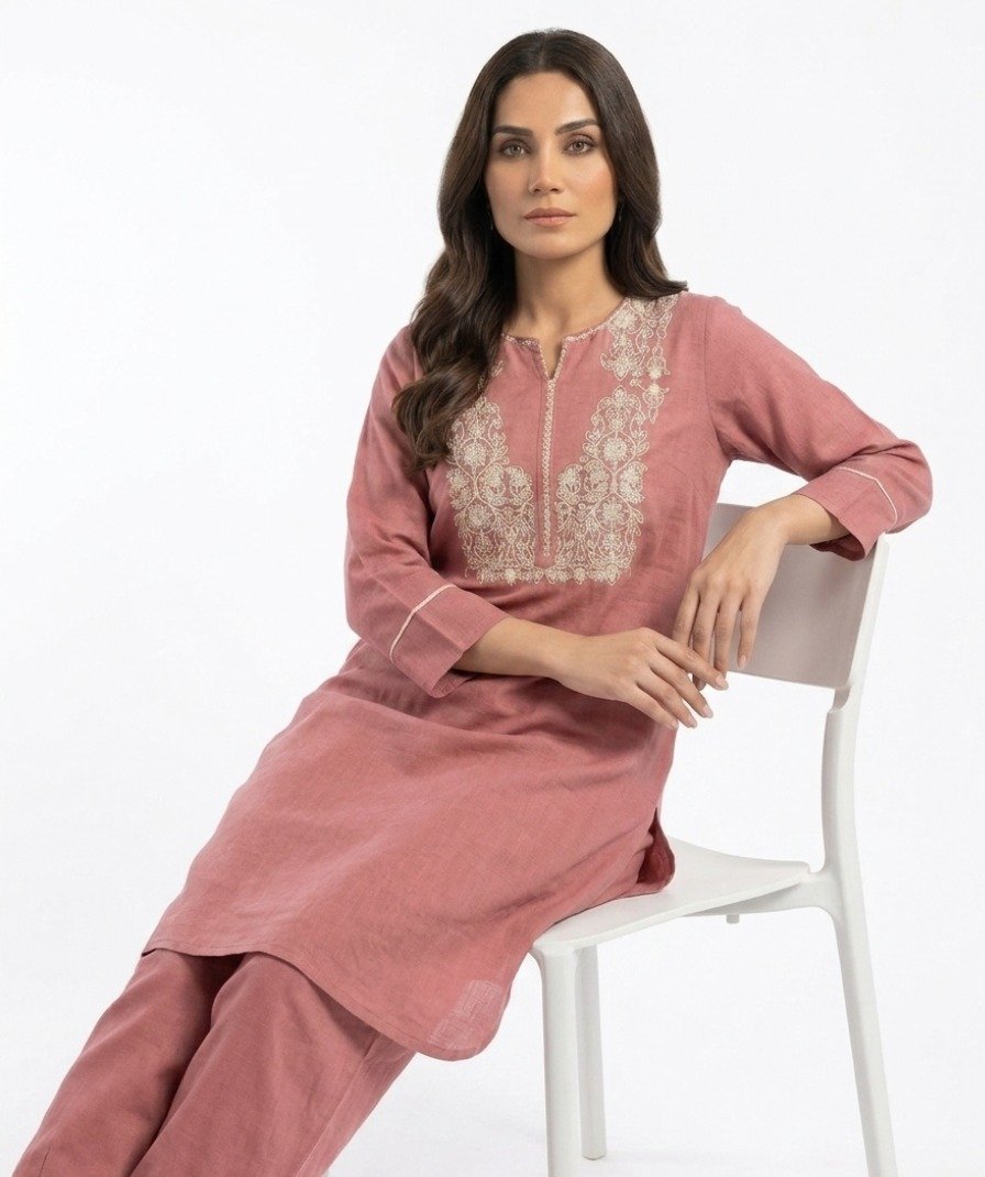 Pink Embroidered Kurta Set - Image 5