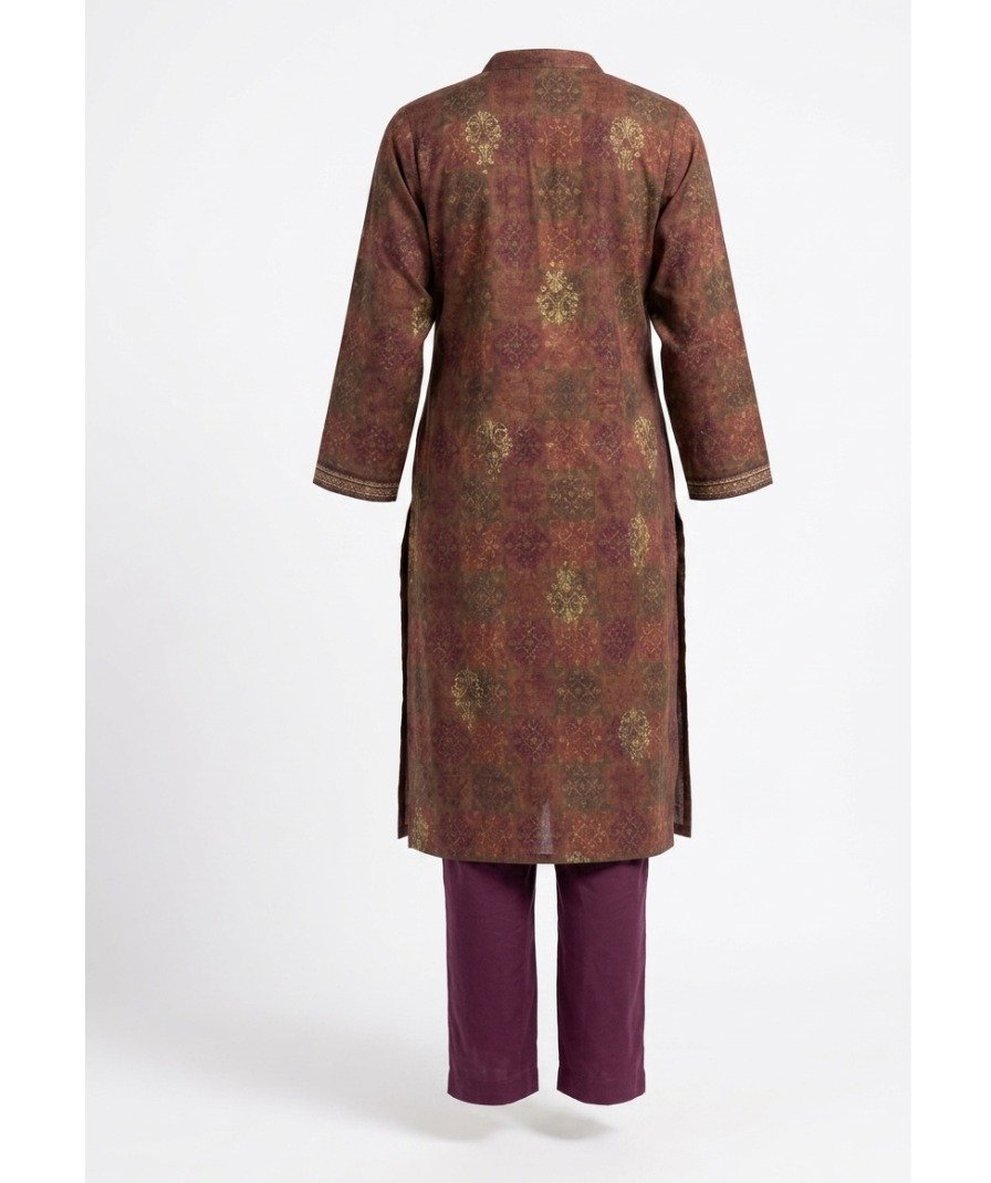 Brown Printed Kurta Set - Image 3