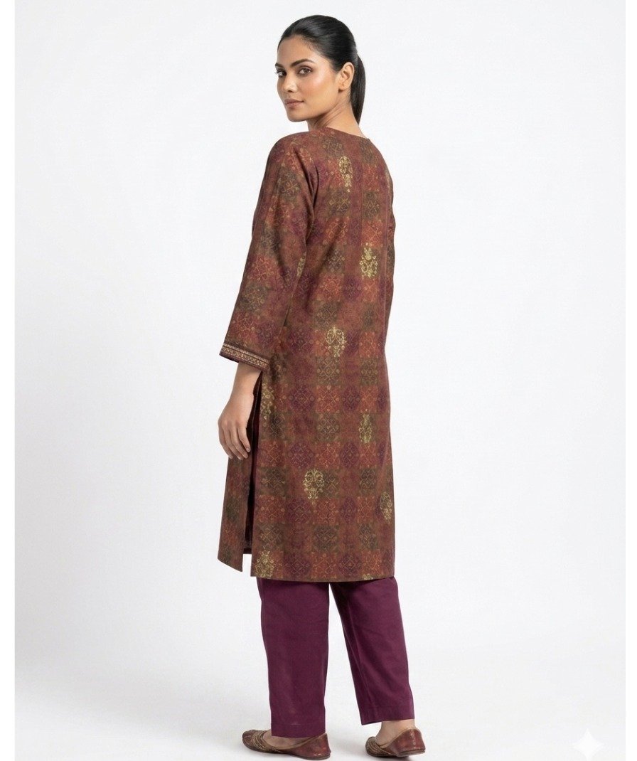 Brown Printed Kurta Set - Image 5