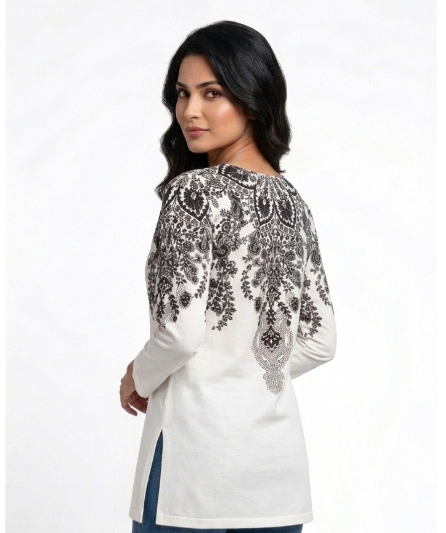Women White Printed Kurta - Image 4