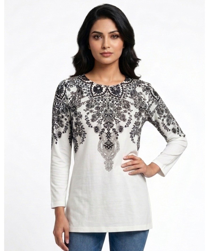 Women White Printed Kurta