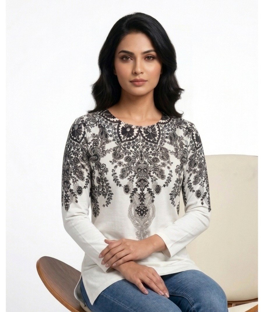 Women White Printed Kurta - Image 5