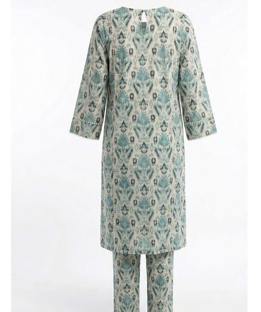 Women Teal Printed Kurta Set - Image 3