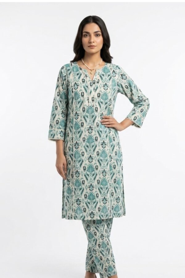 Women Teal Printed Kurta Set