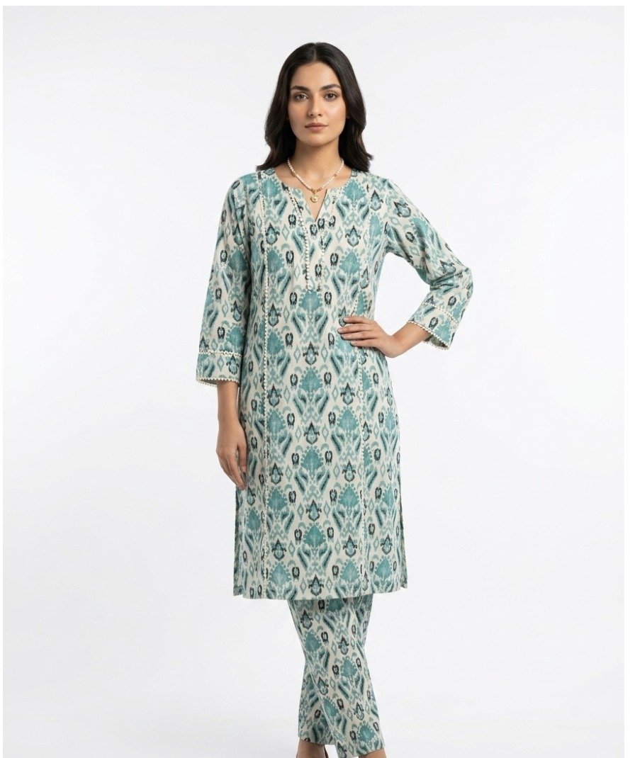 Women Teal Printed Kurta Set
