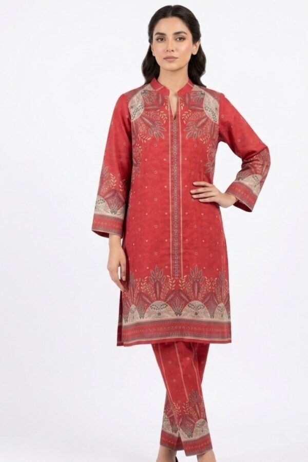 Red Printed Kurta Set