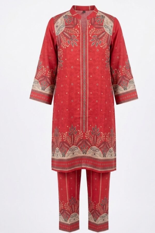 Red Printed Kurta Set