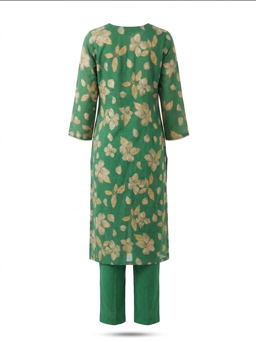 Women Green Floral Suit Set - Image 3